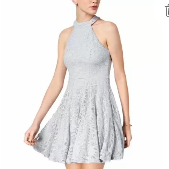 NEW B Darlin Mini Cocktail Prom Dress, Size Junior 11/12, Sparkle Silver Gray - Picture 1 of 5